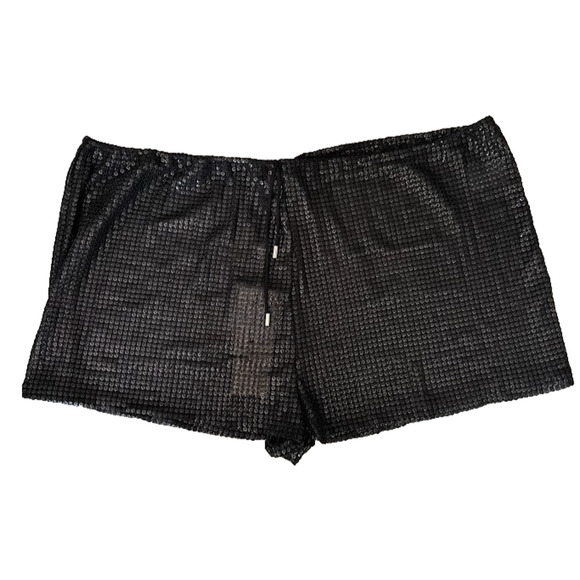 Oh Polly Swim Black Sequin Sheer Shorts Cover Up Size 6 Diva Goth Emo Beach Punk - Picture 1 of 12